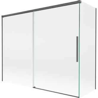 Mexen Rox 2-krídlová posuvná vaňová zástena 190 + 80 x 150 cm, priehľadná, kartáčovaná pištoľ gray - 8C9-190-080-66-00