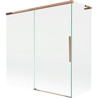 Mexen Rox L 2dielna posuvná vaňová zástena 160 + 75 x 150 cm, priehľadná, ružové zlato - 8C9L-160-075-60-00