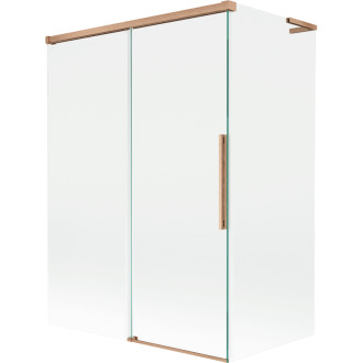 Mexen Rox L 2dielna posuvná vaňová zástena 120 + 70 x 150 cm, priehľadná, kartáčovaná meď - 8C9L-120-070-65-00