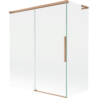 Mexen Rox L 2dielna posuvná vaňová zástena 140 + 70 x 150 cm, priehľadná, kartáčovaná meď - 8C9L-140-070-65-00