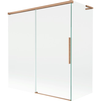 Mexen Rox L 2dielna posuvná vaňová zástena 150 + 70 x 150 cm, priehľadná, kartáčovaná meď - 8C9L-150-070-65-00