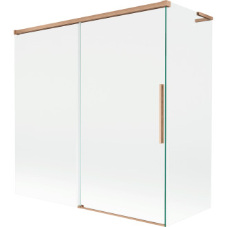 Mexen Rox L 2dielna posuvná vaňová zástena 160 + 75 x 150 cm, priehľadná, kartáčovaná meď - 8C9L-160-075-65-00