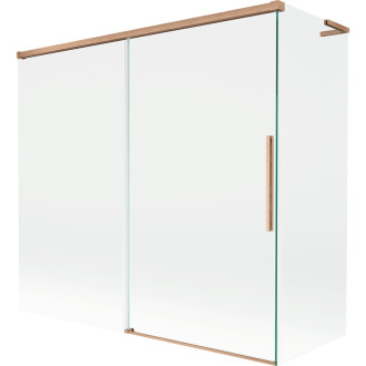 Mexen Rox L 2dielna posuvná vaňová zástena 170 + 80 x 150 cm, priehľadná, kartáčovaná meď - 8C9L-170-080-65-00