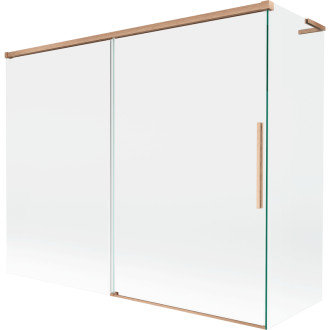 Mexen Rox L 2dielna posuvná vaňová zástena 190 + 80 x 150 cm, priehľadná, kartáčovaná meď - 8C9L-190-080-65-00