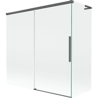 Mexen Rox L 2dielna posuvná vaňová zástena 160 + 70 x 150 cm, priehľadná, kartáčovaná pištoľovo sivá - 8C9L-160-070-66-00