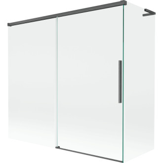 Mexen Rox L 2dielna posuvná vaňová zástena 170 + 80 x 150 cm, priehľadná, kartáčovaná pištoľovo sivá - 8C9L-170-080-66-00