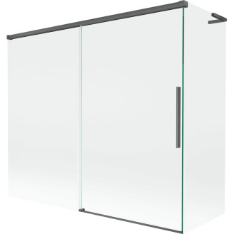 Mexen Rox L 2dielna posuvná vaňová zástena 180 + 80 x 150 cm, priehľadná, kartáčovaná pištoľovo sivá - 8C9L-180-080-66-00