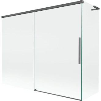 Mexen Rox L 2dielna posuvná vaňová zástena 190 + 90 x 150 cm, priehľadná, kartáčovaná pištoľovo sivá - 8C9L-190-090-66-00