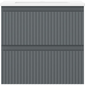 Kúpeľňová skrinka Mexen Rivel 50 cm s umývadlom Otis, 2 zásuvky, drážkovaná, grafit matný/biela matná - 91A20-05047-2-BFF66-W18M01