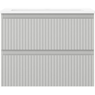 Kúpeľňová skrinka Mexen Rivel 60 cm s umývadlom Otis, 2 zásuvky, drážkovaná, matne šedá/matne biela - 91A20-06047-2-BFF62-W18M01