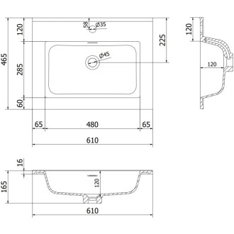 Kúpeľňová skrinka Mexen Rivel 60 cm s umývadlom Otis, 2 zásuvky, drážkovaná, matne šedá/matne biela - 91A20-06047-2-BFF62-W18M01