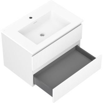 Kúpeľňová skrinka Mexen Rivel 70 cm s umývadlom Otis, 2 zásuvky, drážkovaná, matná biela - 91A20-07047-2-BFF01-W18M01
