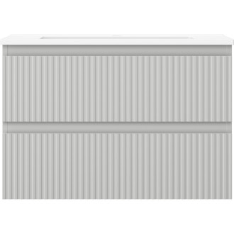 Kúpeľňová skrinka Mexen Rivel 70 cm s umývadlom Otis, 2 zásuvky, drážkovaná, matne šedá/matne biela - 91A20-07047-2-BFF62-W18M01