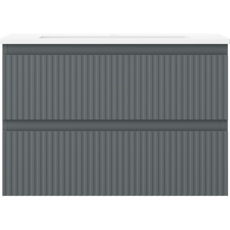 Kúpeľňová skrinka Mexen Rivel 70 cm s umývadlom Otis, 2 zásuvky, drážkovaná, grafit matný/biela matná - 91A20-07047-2-BFF66-W18M0