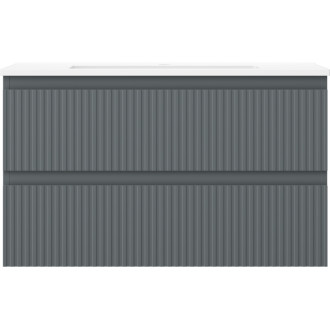 Kúpeľňová skrinka Mexen Rivel 80 cm s umývadlom Otis, 2 zásuvky, drážkovaná, grafit matný/biela matná - 91A20-08047-2-BFF66-W18M0