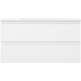 Kúpeľňová skrinka Mexen Rivel 90 cm s umývadlom Otis, 2 zásuvky, drážkovaná, matná biela - 91A20-09047-2-BFF01-W18M01