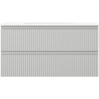 Kúpeľňová skrinka Mexen Rivel 90 cm s umývadlom Otis, 2 zásuvky, drážkovaná, matne šedá/matne biela - 91A20-09047-2-BFF62-W18M01