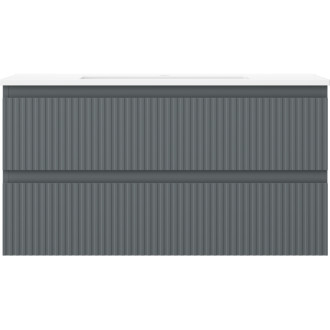 Kúpeľňová skrinka Mexen Rivel 90 cm s umývadlom Otis, 2 zásuvky, drážkovaná, grafit matný/biela matná - 91A20-09047-2-BFF66-W18M0