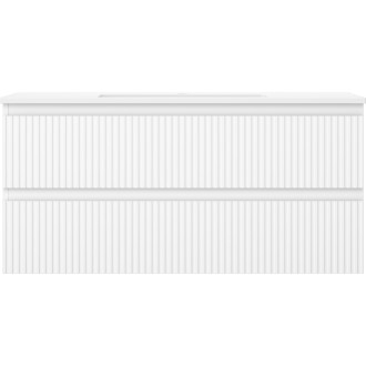 Kúpeľňová skrinka Mexen Rivel 100 cm s umývadlom Otis, 2 zásuvky, drážkovaná, matná biela - 91A20-10047-2-BFF01-W18M01