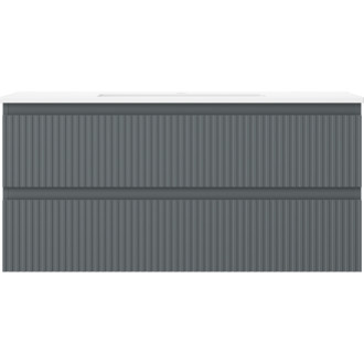 Kúpeľňová skrinka Mexen Rivel 100 cm s umývadlom Otis, 2 zásuvky, drážkovaná, grafit matný/biela matná - 91A20-10047-2-BFF66-W18M0