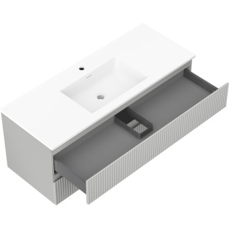Mexen Rivel szafka łazienkowa 120 cm z umywalką Otis, 2 szuflady, ryflowana , szara mat/biała mat - 91A20-12047-2-BFF62-W18M0