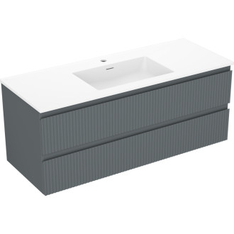 Mexen Rivel szafka łazienkowa 120 cm z umywalką Otis, 2 szuflady, ryflowana , grafit mat/biała mat - 91A20-12047-2-BFF66-W18M