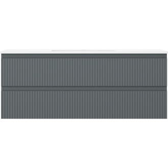 Mexen Rivel szafka łazienkowa 120 cm z umywalką Otis, 2 szuflady, ryflowana , grafit mat/biała mat - 91A20-12047-2-BFF66-W18M