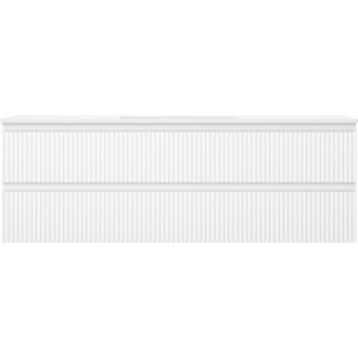 Mexen Rivel szafka łazienkowa 140 cm z umywalką Otis, 2 szuflady, ryflowana , biała mat - 91A20-14047-2-BFF01-W18M01