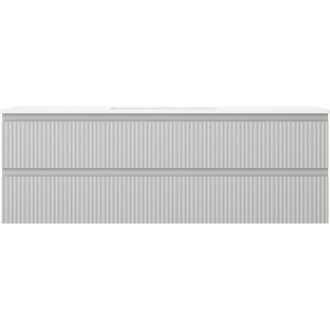 Mexen Rivel szafka łazienkowa 140 cm z umywalką Otis, 2 szuflady, ryflowana, szara mat/biała mat - 91A20-14047-2-BFF62-W18M0