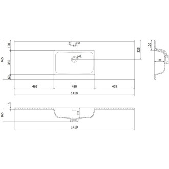 Mexen Rivel szafka łazienkowa 140 cm z umywalką Otis, 2 szuflady, ryflowana, szara mat/biała mat - 91A20-14047-2-BFF62-W18M0
