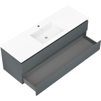 Mexen Rivel szafka łazienkowa 140 cm z umywalką Otis, 2 szuflady, ryflowana , grafit mat/biała mat - 91A20-14047-2-BFF66-W18M