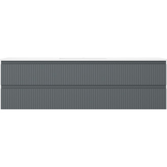 Kúpeľňová skrinka Mexen Rivel 160 cm s umývadlom Otis, 2 zásuvky, drážkovaná, grafit matný/biela matná - 91A20-16047-2-BFF66-W18M