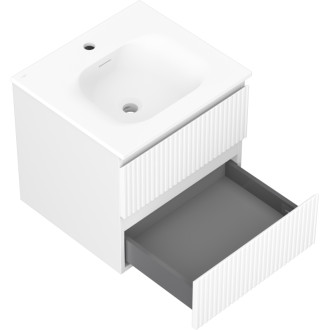 Kúpeľňová skrinka Mexen Rivel 50 cm s umývadlom Vela, 2 zásuvky, drážkovaná, matná biela - 91A20-05047-2-BFF01-W23M01