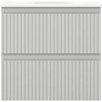 Kúpeľňová skrinka Mexen Rivel 50 cm s umývadlom Vela, 2 zásuvky, drážkovaná, matne šedá/matne biela - 91A20-05047-2-BFF62-W23M01