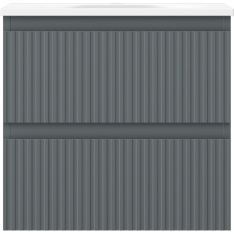 Kúpeľňová skrinka Mexen Rivel 50 cm s umývadlom Vela, 2 zásuvky, drážkovaná, grafit matný/biela matná - 91A20-05047-2-BFF66-W23M01