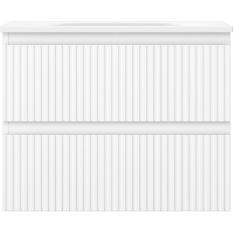 Kúpeľňová skrinka Mexen Rivel 60 cm s umývadlom Vela, 2 zásuvky, drážkovaná, matná biela - 91A20-06047-2-BFF01-W23M01