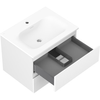Kúpeľňová skrinka Mexen Rivel 60 cm s umývadlom Vela, 2 zásuvky, drážkovaná, matná biela - 91A20-06047-2-BFF01-W23M01