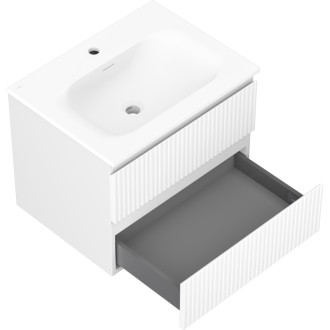 Kúpeľňová skrinka Mexen Rivel 60 cm s umývadlom Vela, 2 zásuvky, drážkovaná, matná biela - 91A20-06047-2-BFF01-W23M01