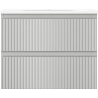 Kúpeľňová skrinka Mexen Rivel 60 cm s umývadlom Vela, 2 zásuvky, drážkovaná, matne šedá/matne biela - 91A20-06047-2-BFF62-W23M01