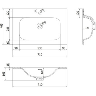 Kúpeľňová skrinka Mexen Rivel 70 cm s umývadlom Vela, 2 zásuvky, drážkovaná, matná biela - 91A20-07047-2-BFF01-W23M01