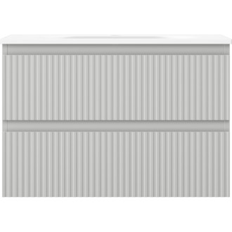 Kúpeľňová skrinka Mexen Rivel 70 cm s umývadlom Vela, 2 zásuvky, drážkovaná, matne šedá/matne biela - 91A20-07047-2-BFF62-W23M01