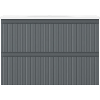 Kúpeľňová skrinka Mexen Rivel 70 cm s umývadlom Vela, 2 zásuvky, drážkovaná, grafit matný/biela matná - 91A20-07047-2-BFF66-W23M0