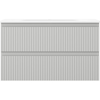 Kúpeľňová skrinka Mexen Rivel 80 cm s umývadlom Vela, 2 zásuvky, drážkovaná, matne šedá/matne biela - 91A20-08047-2-BFF62-W23M01