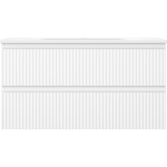 Kúpeľňová skrinka Mexen Rivel 90 cm s umývadlom Vela, 2 zásuvky, drážkovaná, matná biela - 91A20-09047-2-BFF01-W23M01