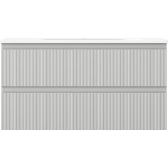 Kúpeľňová skrinka Mexen Rivel 90 cm s umývadlom Vela, 2 zásuvky, drážkovaná, matne šedá/matne biela - 91A20-09047-2-BFF62-W23M01