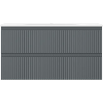 Kúpeľňová skrinka Mexen Rivel 90 cm s umývadlom Vela, 2 zásuvky, drážkovaná, grafit matný/biela matná - 91A20-09047-2-BFF66-W23M0