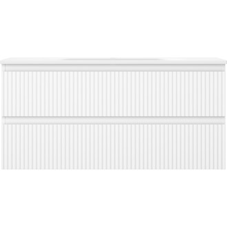 Kúpeľňová skrinka Mexen Rivel 100 cm s umývadlom Vela, 2 zásuvky, drážkovaná, matná biela - 91A20-10047-2-BFF01-W23M01