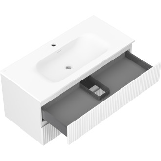 Kúpeľňová skrinka Mexen Rivel 100 cm s umývadlom Vela, 2 zásuvky, drážkovaná, matná biela - 91A20-10047-2-BFF01-W23M01