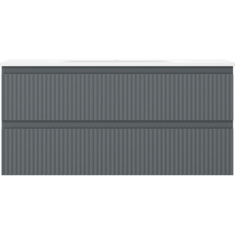 Kúpeľňová skrinka Mexen Rivel 100 cm s umývadlom Vela, 2 zásuvky, drážkovaná, grafit matný/biela matná - 91A20-10047-2-BFF66-W23M0