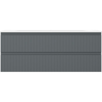 Kúpeľňová skrinka Mexen Rivel 120 cm s umývadlom Vela, 2 zásuvky, drážkovaná, grafit matný/biela matná - 91A20-12047-2-BFF66-W23M